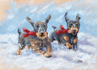 C680x 'Dachshund Through the Snow' Christmas Card