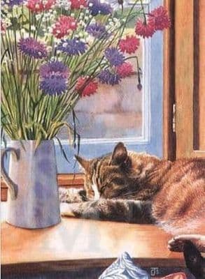 Cat Blank Greetings Card 'Table Manners' by  Chrissy Snelling B115