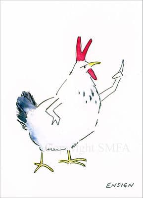 Chicken Funny Blank Greetings Card 'Ensign' by Malcolm Coward M029