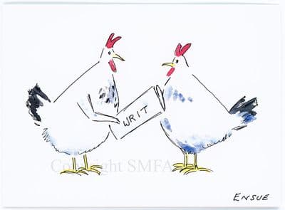 Chicken Funny Blank Greetings Card 'Ensue' by Malcolm Coward M020
