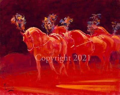 Circus Liberty Horses Limited Edition Print 'Showtime' by Malcolm Coward