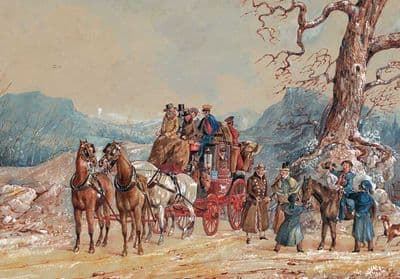 Coaching Scene Blank Greetings Card 'The High Flyer' by C B Woodhouse MUS3