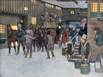 Coaching Scene Christmas Cards  'Snowed up' by Cecil Aldin C495X