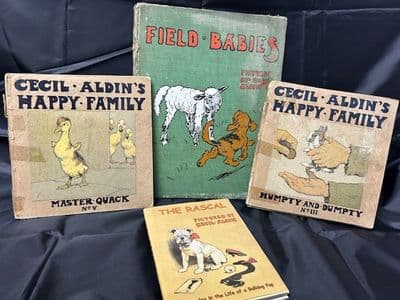 Collection of books by Cecil Aldin - 'Field Babies', 'Happy Family' and 'The Rascal'