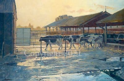Cow Farmyard Limited Edition Print Parlour Maids by Colin Allbrook