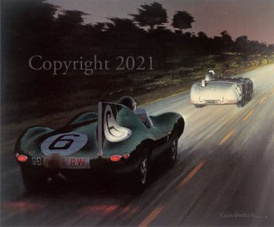 D-Type Jaguar Limited Edition Print 'Jaguar Victory' by Keith Woodcock