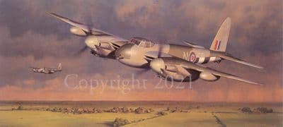 De Haviland Mosquito Limited Edition Print 'Low Level Raiders 'by Keith Woodcock