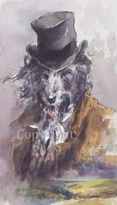 Deerhound Lurcher Humorous  Original Watercolour Painting 'The Mystic' by Jonathan Walker