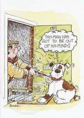 Dog Funny Blank Greetings Card 'Out of His Mind' by Malcolm Coward M046