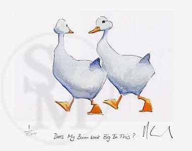 Duck Limited Edition Print 'Does My Bum Look Big in This' by Malcolm Coward