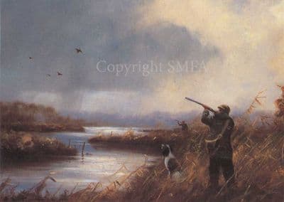 Duck Shooting' Blank Greetings Card by John Trickett B42