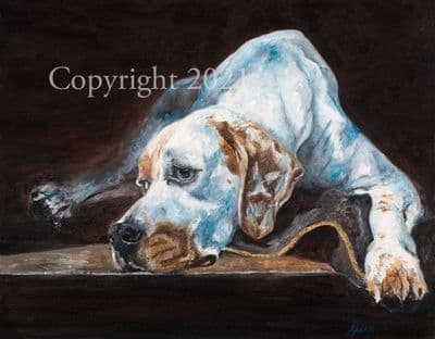 English Pointer Limited Edition Print 'Waiting His Turn by Amelia Siddle
