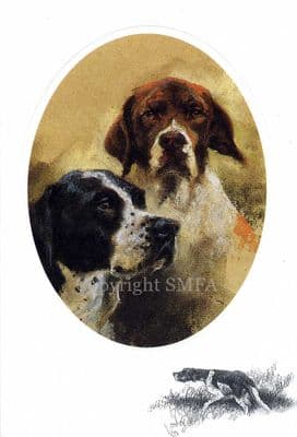 English Pointers Blank Greetings Card by Mick Cawston CE18