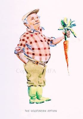 Farming Funny Blank Card 'The Vegetarian Option' by Malcolm Coward D22