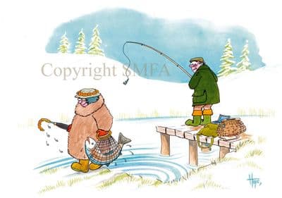 Fishing Funny Christmas Cards 'Poached Salmon' by Christopher Hope C387X