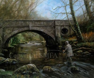 Fishing Limited Edition Print 'Casting up River' by John Trickett