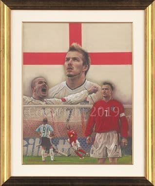 Football Original Pastel Painting England's Revenge  David Beckham