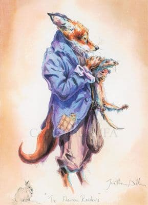 Fox and Ferret Humorous Blank Greetings Card 'The Warren Raiders' by Jonathan Walker C213