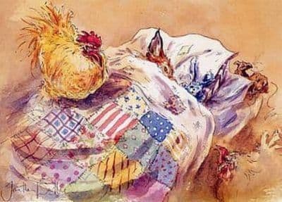 Fox Chicken Humorous Blank Greetings Card 'All Tucked Up' by Jonathan Walker C144