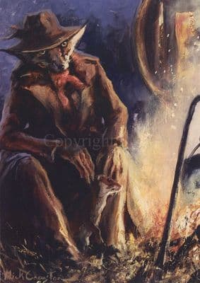 Fox Dressed Up Funny Blank Greetings Card  'The Gypsy' by Mick Cawston C198