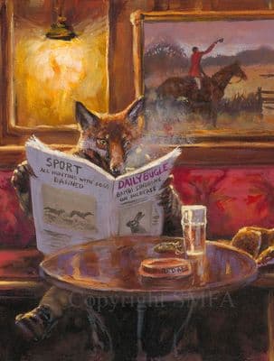 Fox Funny Blank Greetings Card 'Daily Bugle' by Mick Cawston C135