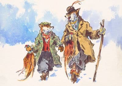 Fox Funny Poaching  Christmas Card 'Pinch Pickers' by Jonathan Walker C601X