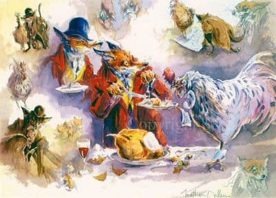Fox Humorous  Blank Greetings Card 'The Dinner Party' by Jonathan Walker C214