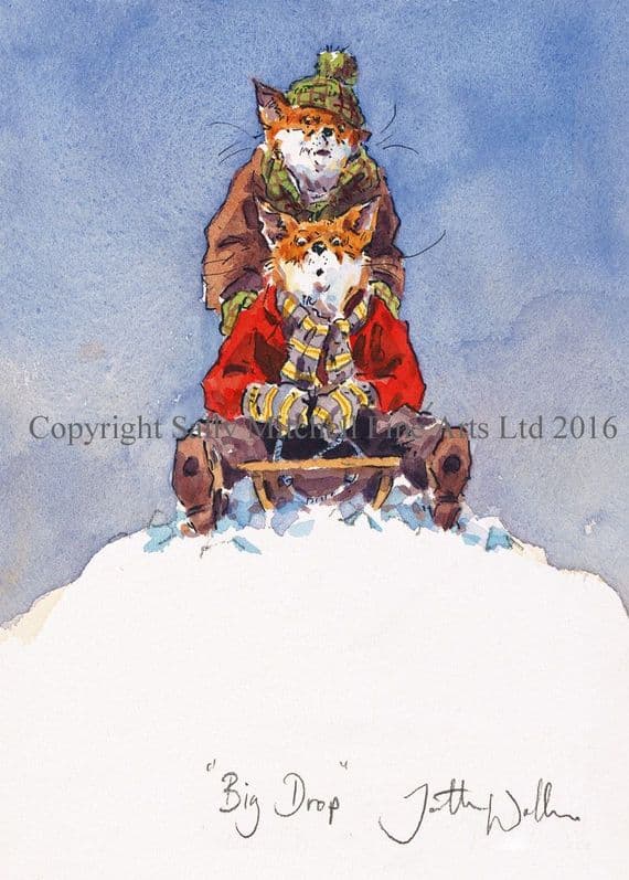 Fox Humorous Christmas Card 'Big Drop' by Jonathan Walker C414X