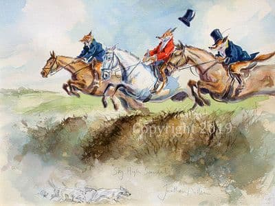 Fox Humorous Hunting Limited Edition Print 'Sky High Scandal' by Jonathan Walker