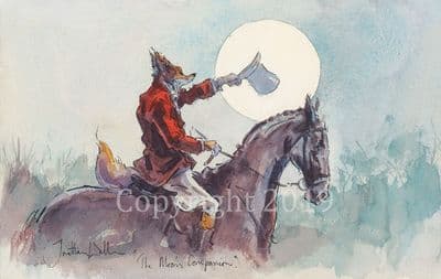 Fox Humorous Hunting Limited Edition Print 'The Moons Companion' by Jonathan Walker