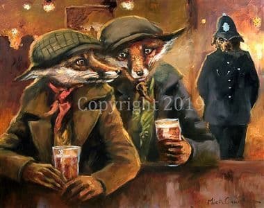 Fox Humorous Limited Edition Print 'Trepidation' by Mick Cawston