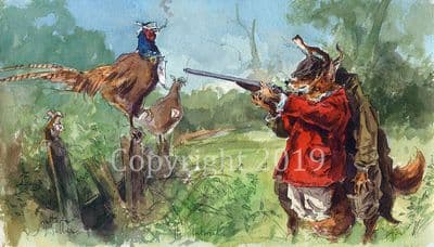 Fox Humorous Shooting Limited Edition Print 'The Tutorial' by Jonathan Walker
