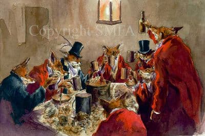 Fox Hunting Humorous Limited Edition Print 'Annual Hunt Dinner' by Jonathan Walker