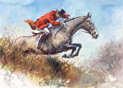 Fox Hunting Humorous Limited Edition Print 'No Brakes' by Jonathan Walker