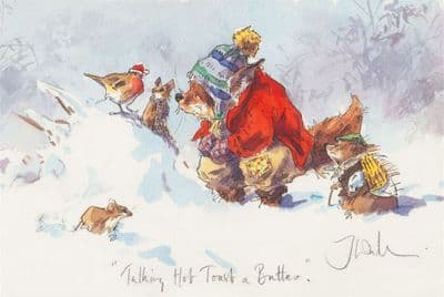 Fox  in the Snow Humorous Christmas Card 'Talking Hot Buttered Toast' by Jonathan Walker C603X