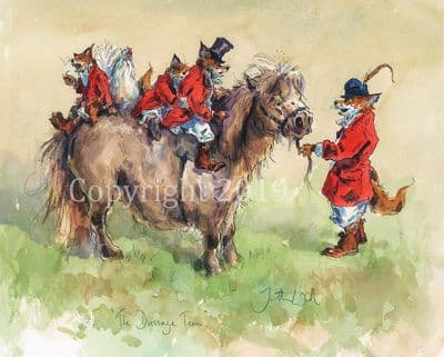 Fox Pony Humorous Limited Edition Print 'The Dressage Team' by Jonathan Walker