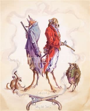Fox Shooting Humorous Limited Edition Print 'Settling Old Scores' by Jonathan Walker