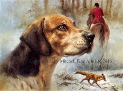 Foxhound Blank Greetings Card 'The Huntsman's Pal' by Mick Cawston B20