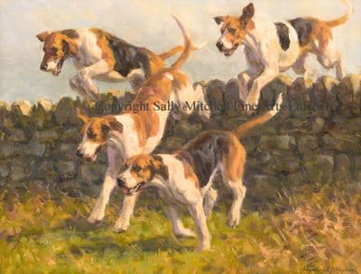 Foxhound Hunting Christmas Cards 'Over and On' by Fred Haycock C445X