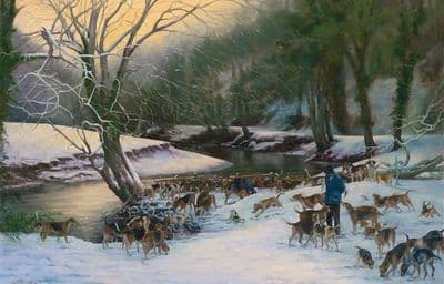 Foxhound Limited Edition Print 'Winter Time' by Elizabeth Scrivener