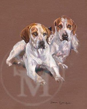 Foxhound Original Pastel 'The Happy Couple' by Debbie Gillingham.