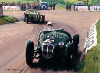Frazer Nash Le Mans Limited Edition Print 'The British Empire Trophy Race' by Keith Woodcock