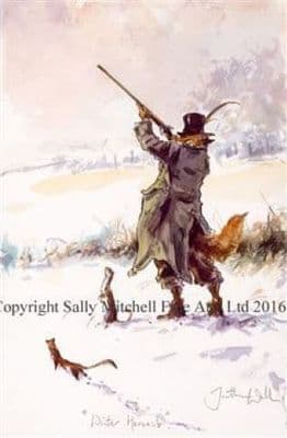 Funny Fox Shooting Blank Greetings Card 'Winter Harvest' by Jonathan Walker C404