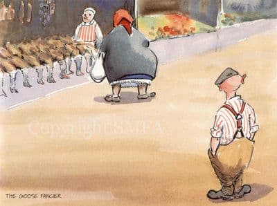 Funny Goose Blank Greetings Card 'The Goose Fancier' by Malcolm Coward D8