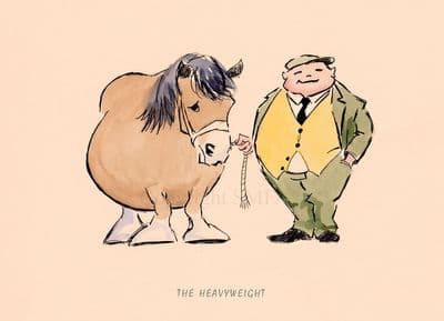 Funny Heavy Horse Blank Greetings Card 'The Heavyweight' by Malcolm Coward D13