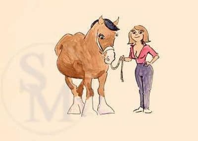 Funny Horse Blank Greetings Card 'The Brood Mare' by Malcolm Coward D14