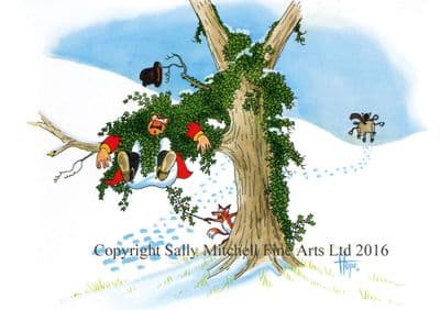 Funny Hunting Black Greetings Card 'Holly and Ivy' by Christopher Hope C388