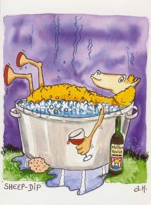 Funny Sheep Blank Greetings Card 'Sheep Dip' by Alan Hayball D9