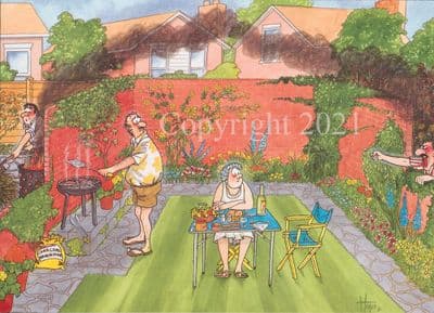 Garden Funny Blank Greetings Card 'Bonfire Nuisance' by Christopher Hope THB001