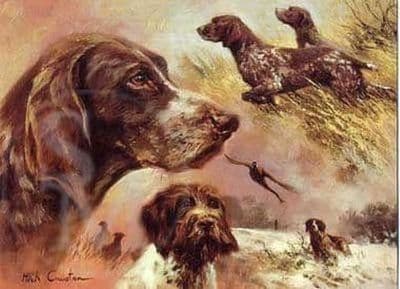 German Pointer Blank Greetings Card 'German Pointers' by Mick Cawston B35